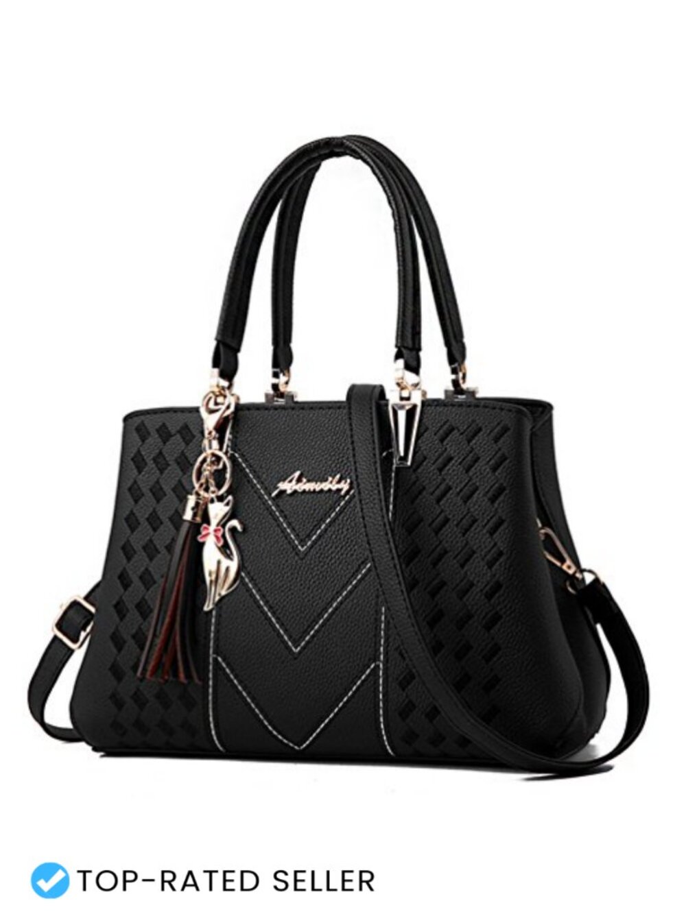 PU Leather Satchel Tote Bag with Removable Crossbody Strap Medium
